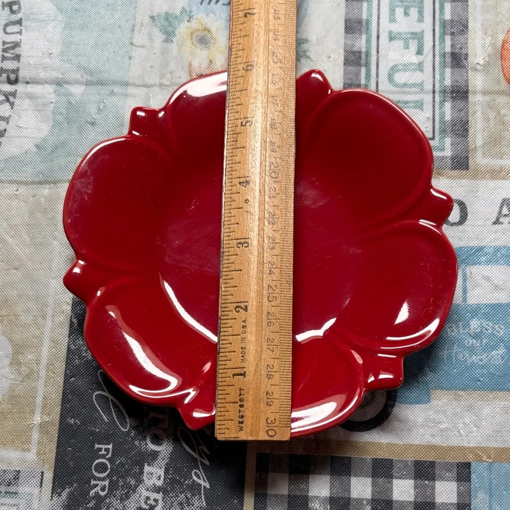Pier 1 Red Floral Stoneware Dessert Plate